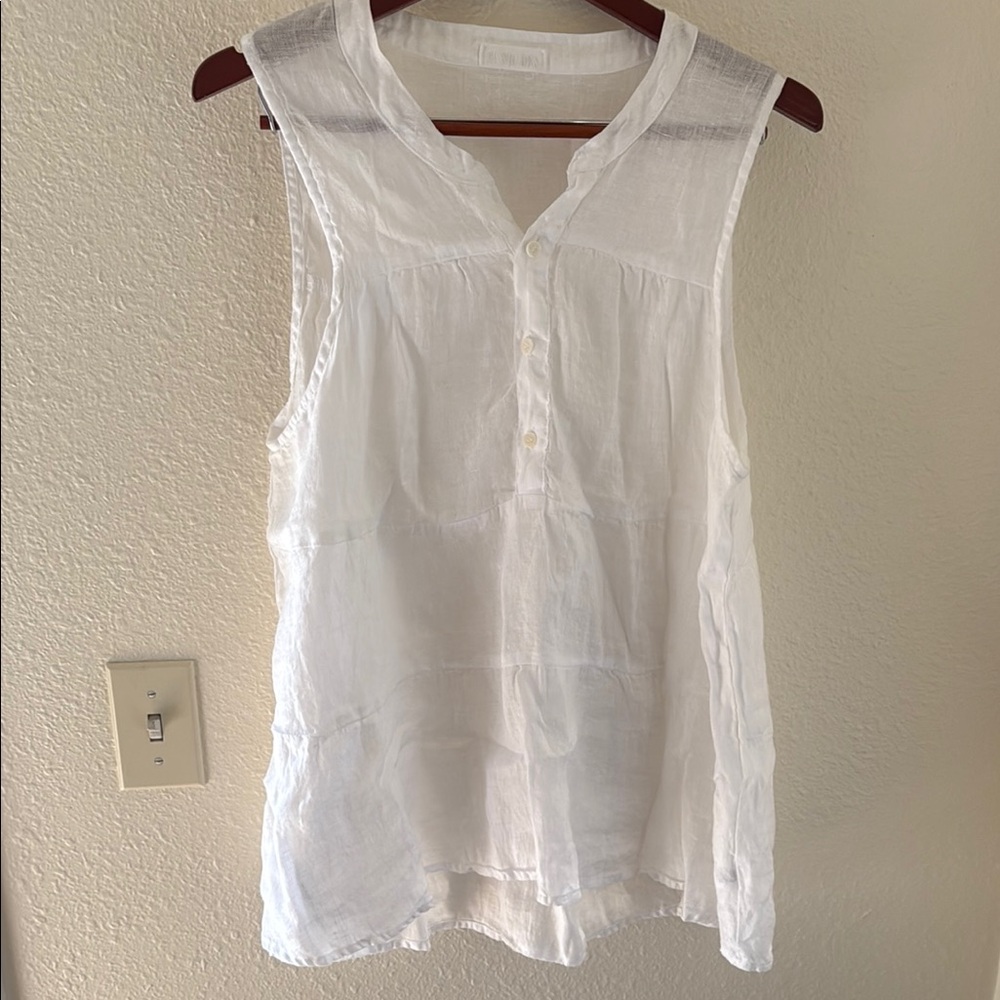 CP Shades White linen Buttoned Blouse Tunic size M